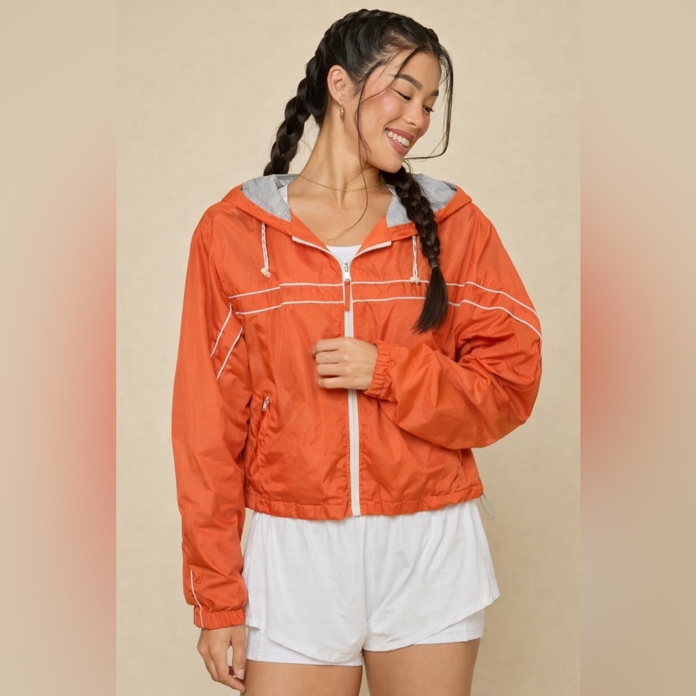 👏HOST PICK⭐️ Orange Lined Windbreaker Jacket L
